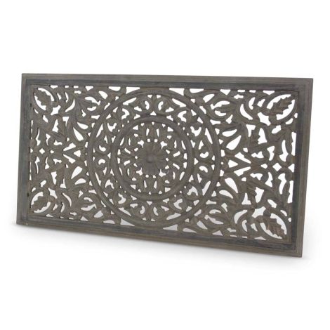 Holzfensterplatte Holzschnitzerei Indien Grau 90 x 50cm SFWDMD00044