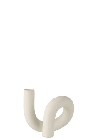 J-Line Kerzenständer 1 Kerze Keramik Weiß Torsion 22959