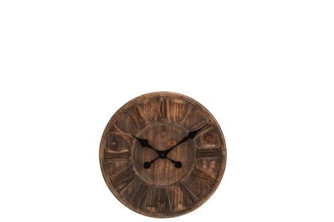J-Line Uhr Holzscheibe Römische Figuren Mdf Braun Klein 2911