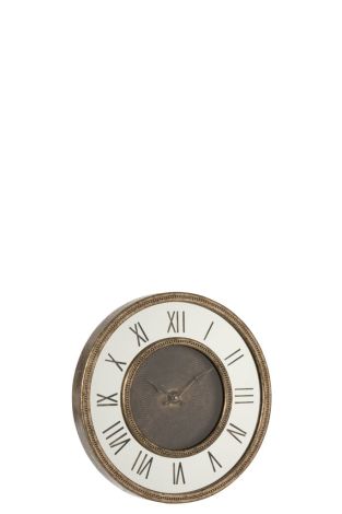 J-Line Uhr Römische Ziffern Spiegel Mdf Antique Gold Klein 12104