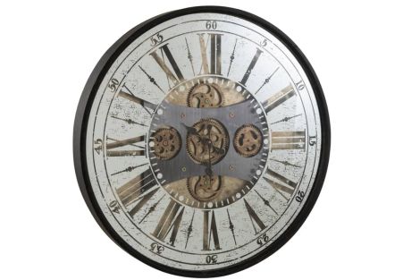 J-Line Uhr rund römische Ziffern Innenspiegel antik schwarz 2516