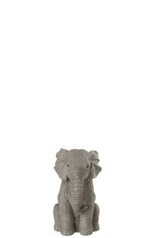J-Line Elefant sitzend Poly Grau Klein 32716