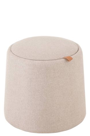 J-Line Fußhocker Hocker Beistelltisch Rund Textil Holz Beige 25046