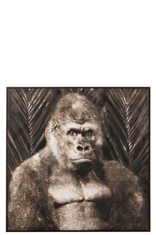 J-Line Malerei Gorilla Canvas Holz dunkelbraun 23588