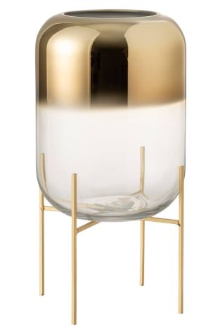 J-Line Vase Glas Gold Transparent Groß Oceanne 95627