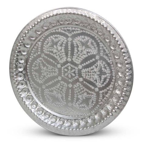 Marokkanisches Tablett Silber Ø 40cm Nelke SFDBPLT00034