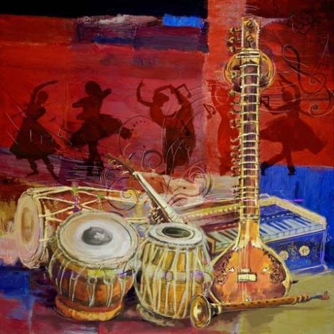Marokkanische Malerei Instrumente Rot SFCVSLD00011