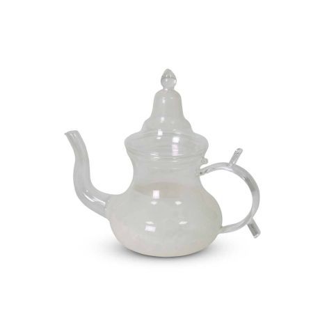 Marokkanische Glas-Teekanne Transparent-Weiß SFTHP00002