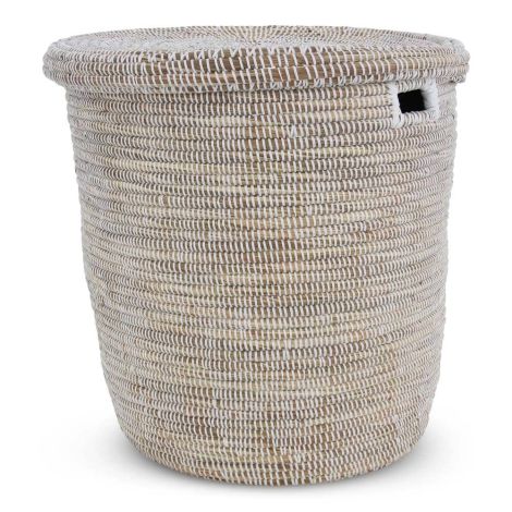 Wicker Storage Basket mit Deckel Seagrass White XL SFMND00075