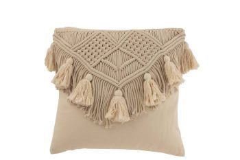 J-Line Kissen Cosy Baumwolle Beige Klein 23149