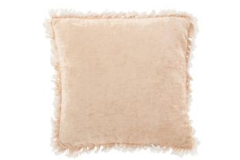 J-Line Kissen Fransen Polyester Beige 22745