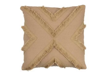 J-Line Kissen Kreuz Quadratisch Polyester Beige 22944