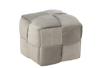 J-Line Pouf Textil Holz Hellgrau 15407