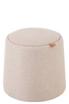 J-Line Fußhocker Hocker Beistelltisch Rund Textil Holz Beige 25046