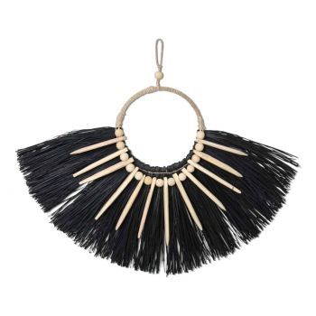 Wandaufhänger Raffia Fan Schwarz Seagrass SFWDMD00017