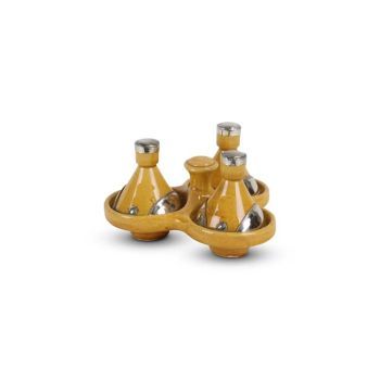 Tajine mini Gelb mit Metall 3-teilig SFMKTJ00023